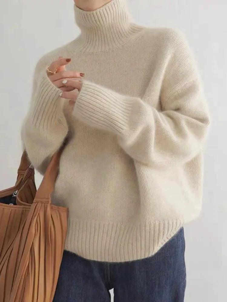 Damen Rollkragenpullover | Elegant, Bequem & Warm in Grau