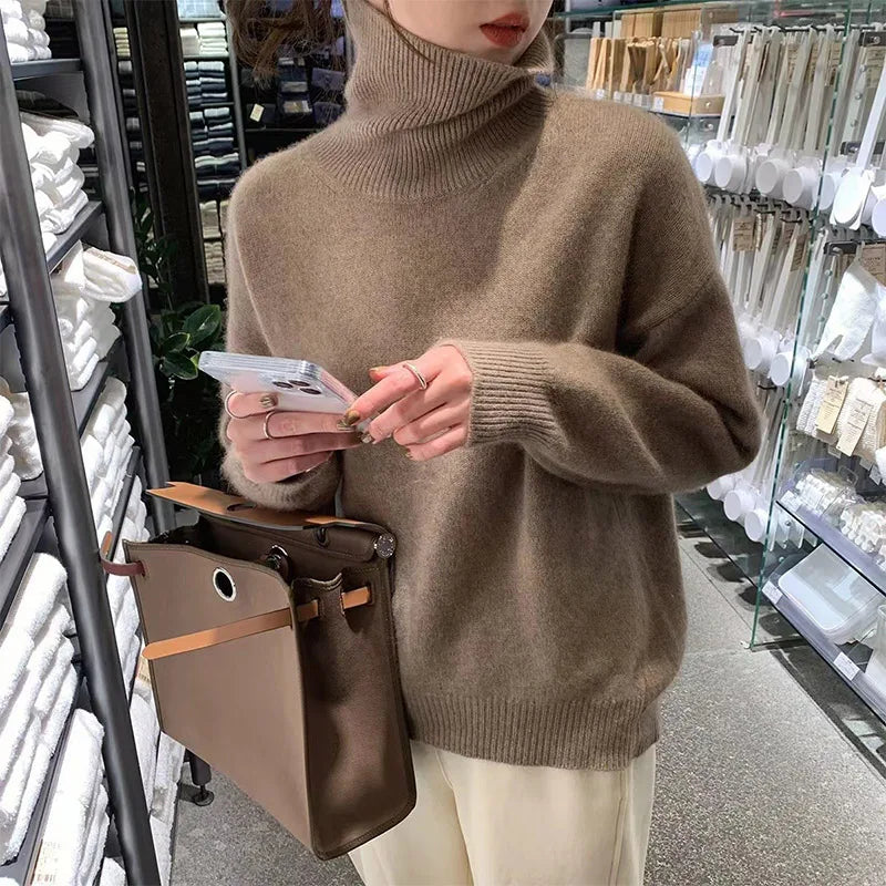 Damen Rollkragenpullover | Elegant, Bequem & Warm in Grau