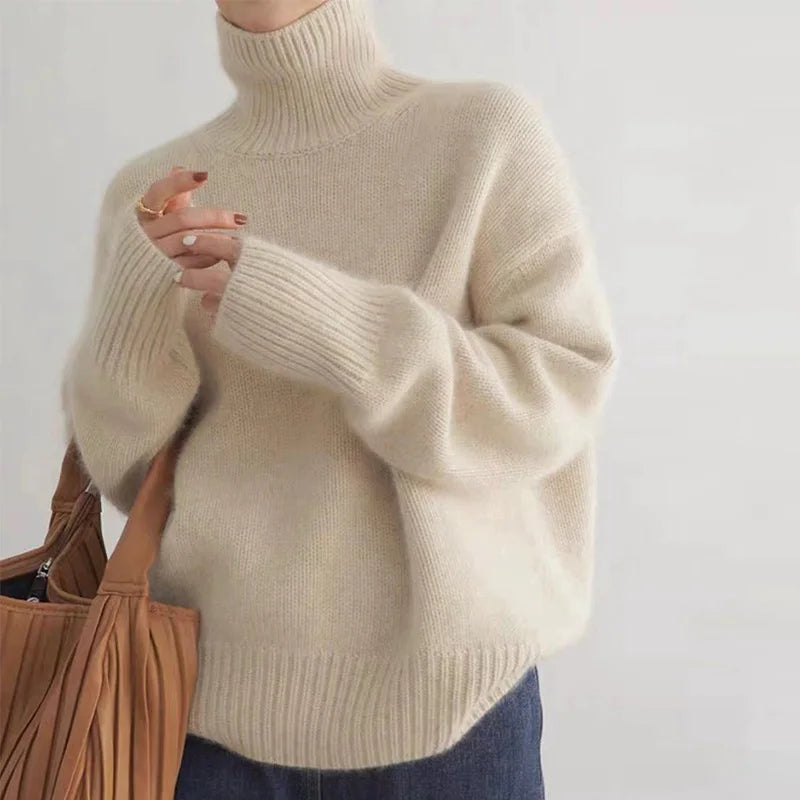 Damen Rollkragenpullover | Elegant, Bequem & Warm in Grau