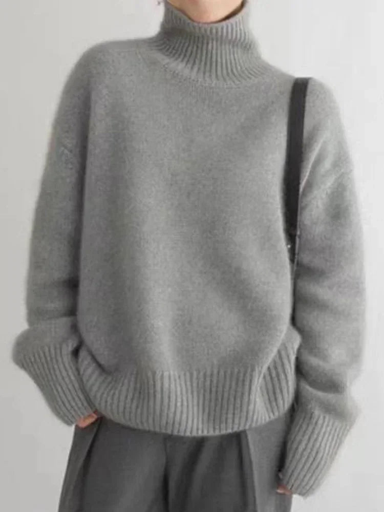 Damen Rollkragenpullover | Elegant, Bequem & Warm in Grau