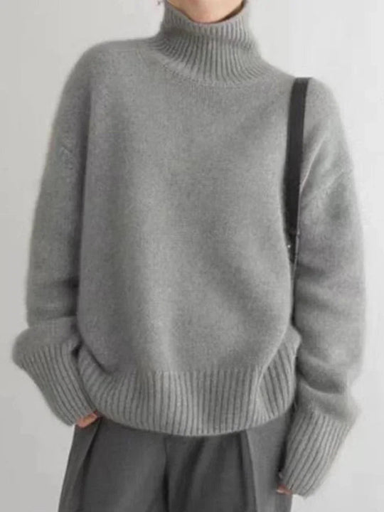 Damen Rollkragenpullover | Elegant, Bequem & Warm in Grau