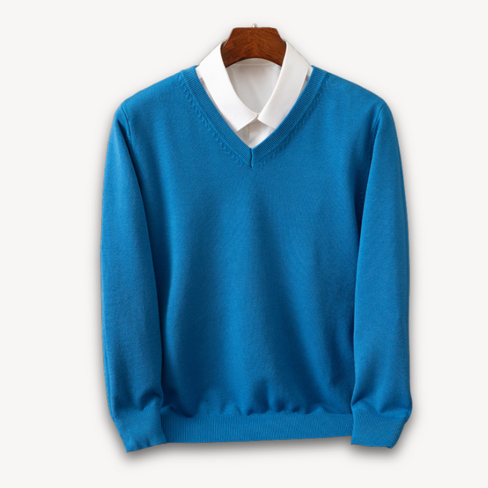 Herren Pullover V-Ausschnitt | Slim Fit, Leicht & Weich