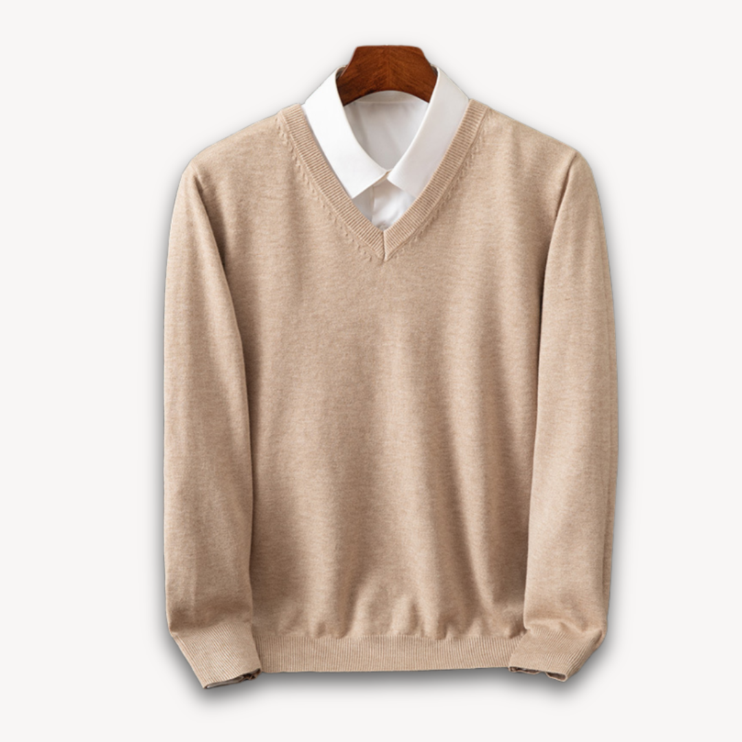 Herren Pullover V-Ausschnitt | Slim Fit, Leicht & Weich