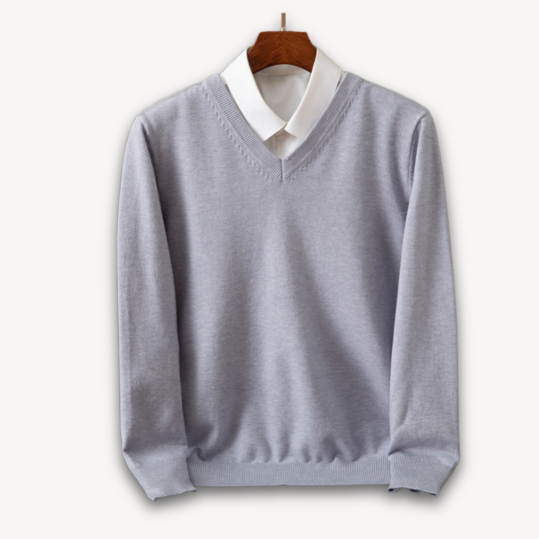 Herren Pullover V-Ausschnitt | Slim Fit, Leicht & Weich