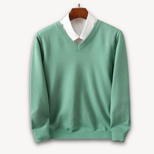 Herren Pullover V-Ausschnitt | Slim Fit, Leicht & Weich