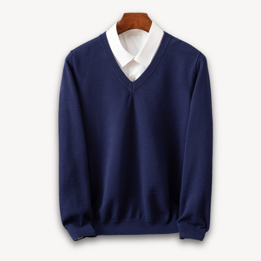 Herren Pullover V-Ausschnitt | Slim Fit, Leicht & Weich