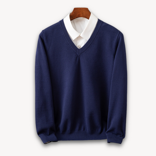 Herren Pullover V-Ausschnitt | Slim Fit, Leicht & Weich