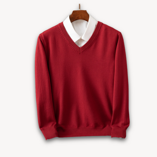 Herren Pullover V-Ausschnitt | Slim Fit, Leicht & Weich