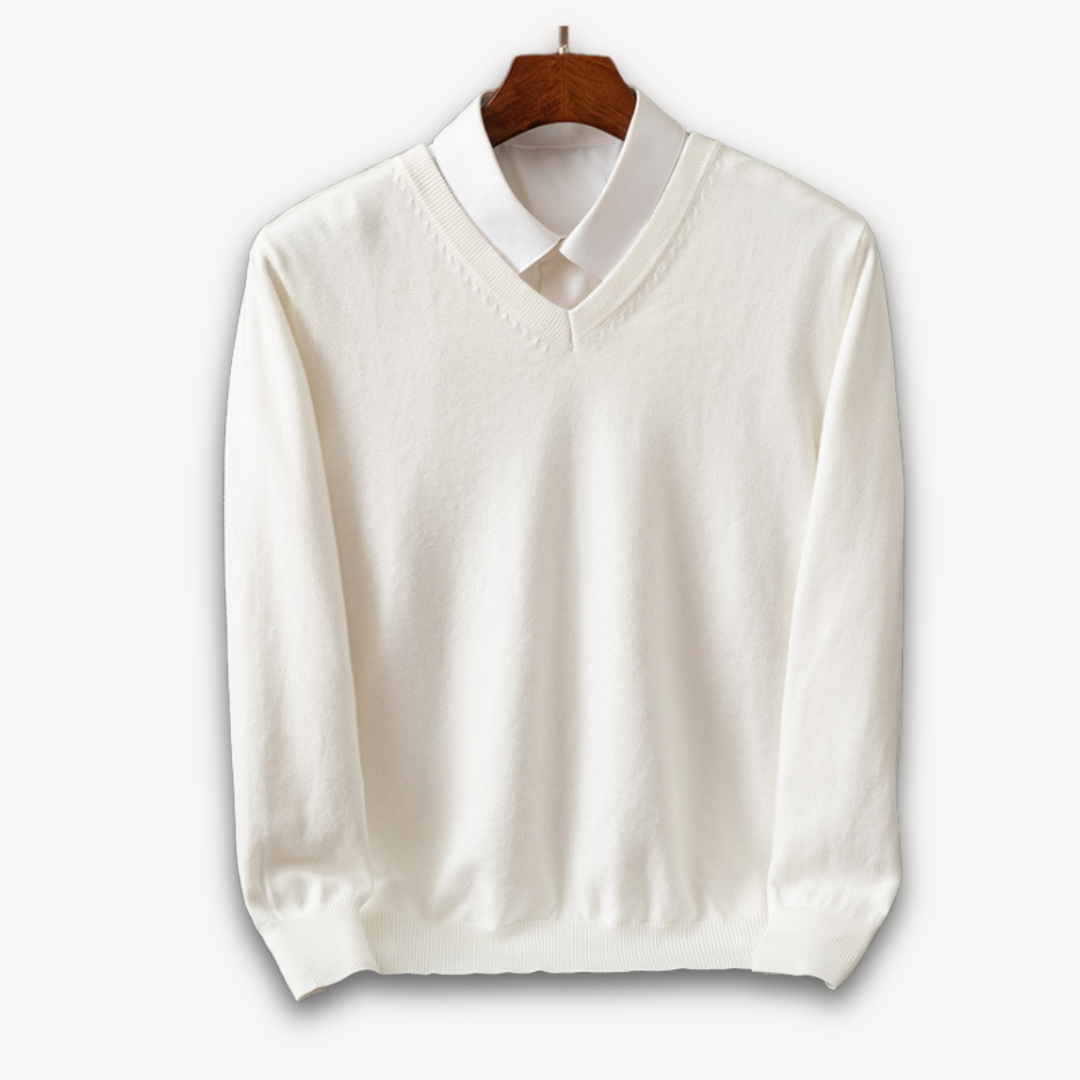 Herren Pullover V-Ausschnitt | Slim Fit, Leicht & Weich
