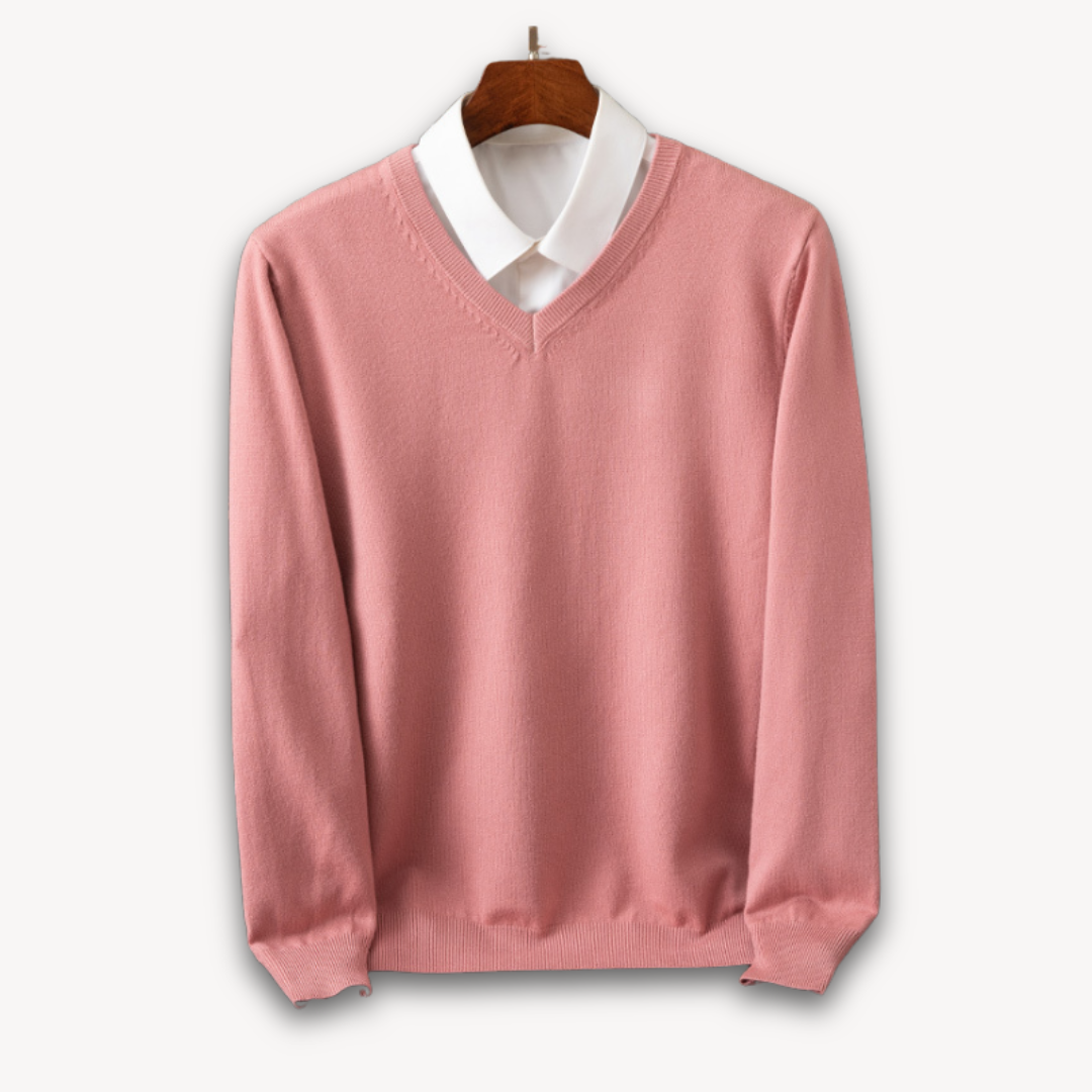 Herren Pullover V-Ausschnitt | Slim Fit, Leicht & Weich