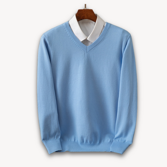 Herren Pullover V-Ausschnitt | Slim Fit, Leicht & Weich