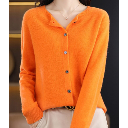 Damen Strickjacke | Lang & Bequemer O-Hals Cardigan