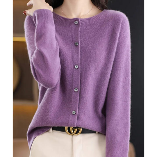 Damen Strickjacke | Lang & Bequemer O-Hals Cardigan
