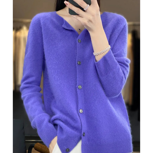 Damen Strickjacke | Lang & Bequemer O-Hals Cardigan