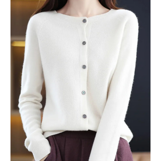 Damen Strickjacke | Lang & Bequemer O-Hals Cardigan
