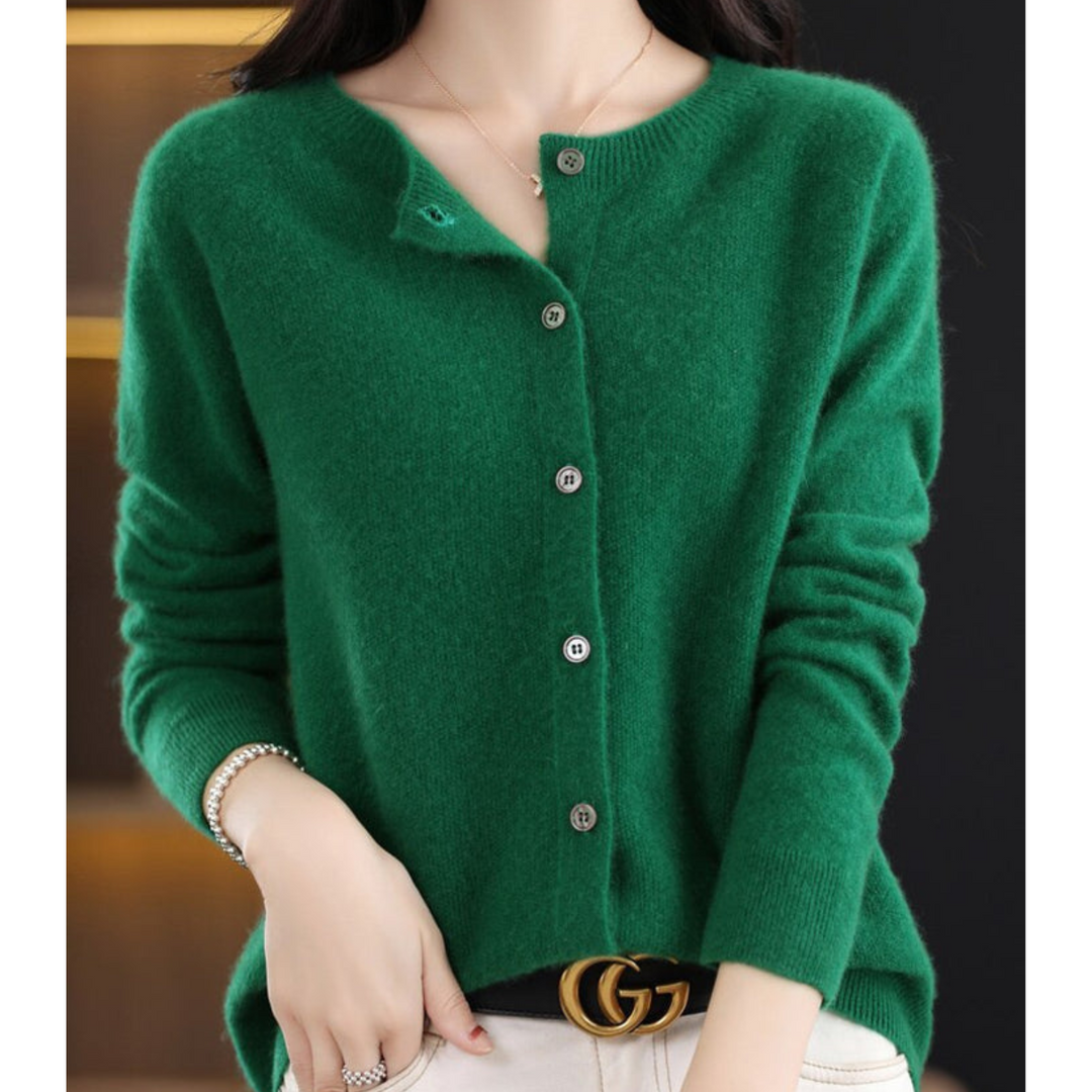 Damen Strickjacke | Lang & Bequemer O-Hals Cardigan