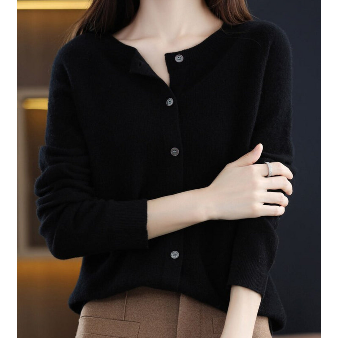 Damen Strickjacke | Lang & Bequemer O-Hals Cardigan