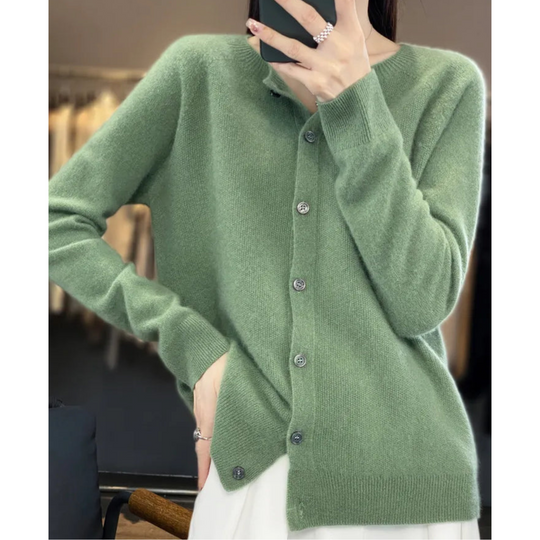 Damen Strickjacke | Lang & Bequemer O-Hals Cardigan