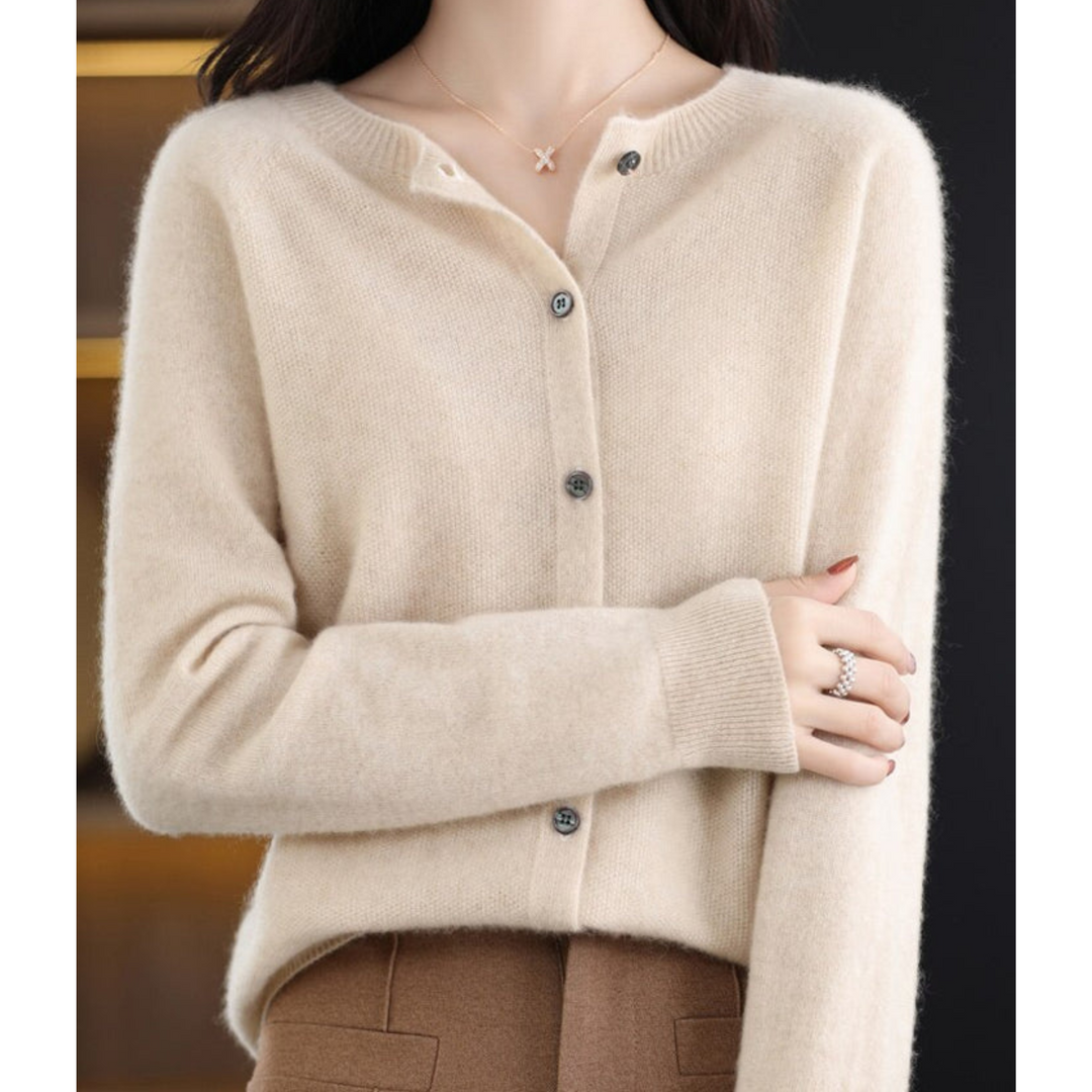 Damen Strickjacke | Lang & Bequemer O-Hals Cardigan