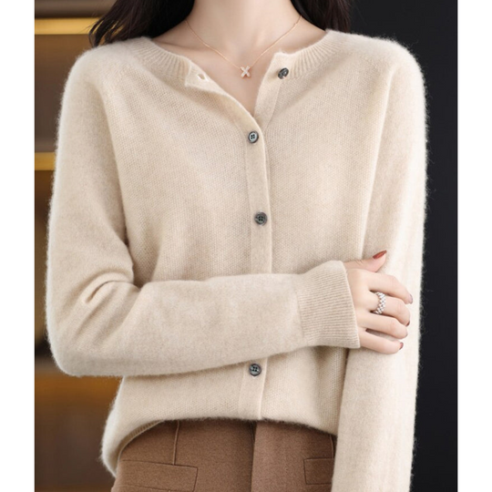 Damen Strickjacke | Lang & Bequemer O-Hals Cardigan