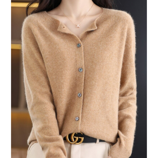 Damen Strickjacke | Lang & Bequemer O-Hals Cardigan